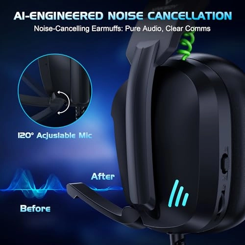 Gaming Headset for PS4 PS5 Xbox Series X PC Switch - Noise Canceling Microphone Stereo Sound