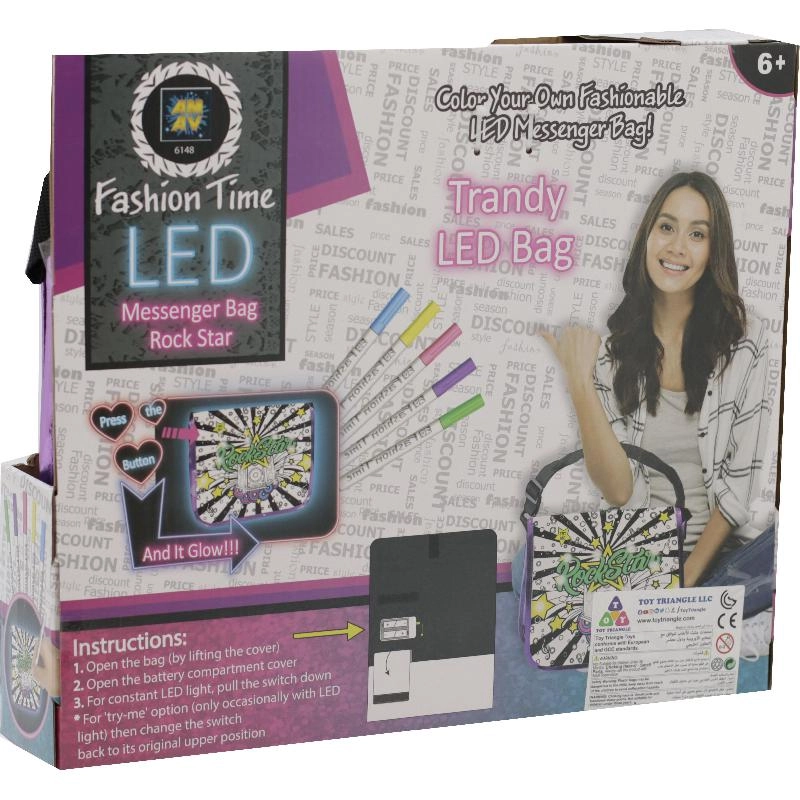 Fashion Time LED Messenger Bag Rock Star Coloring Activity Set - 5 pcs