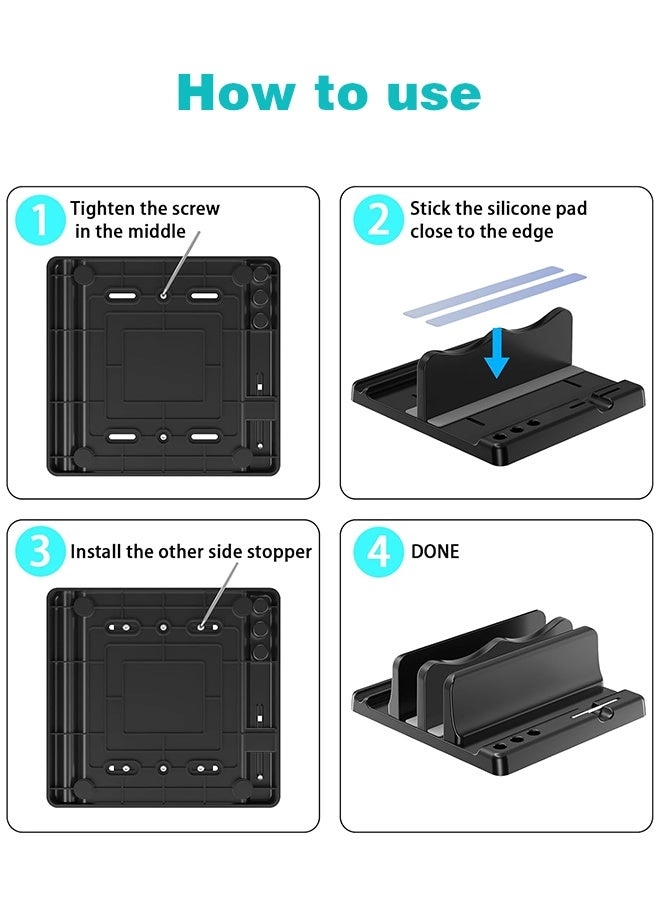 Vertical Laptop Stand - Adjustable ABS Plastic 4 in 1