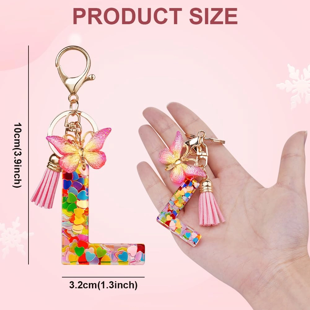 Initial Letter Keychain - Butterfly