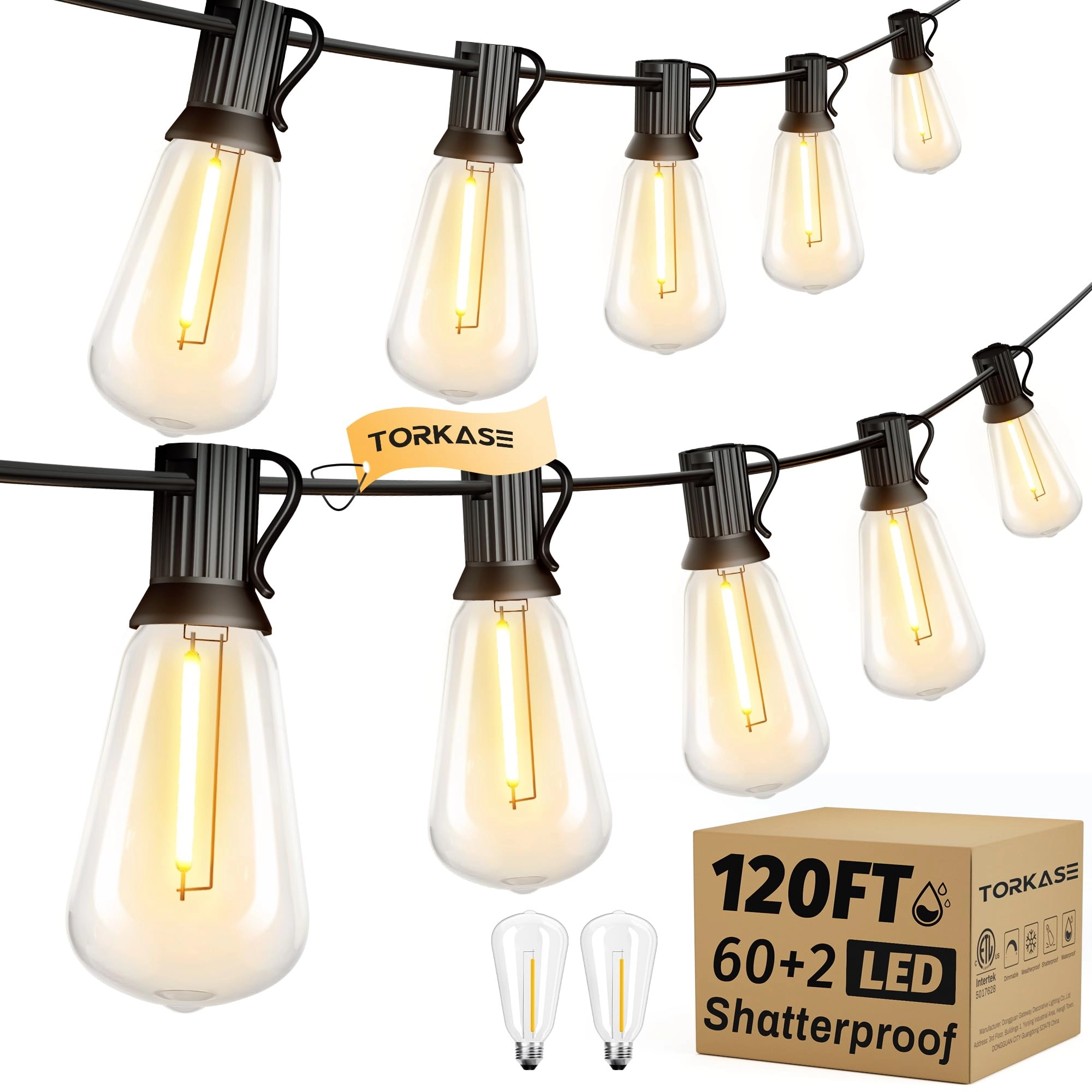 Torkase ST38 garden string lights - 120FT 60 Warm White