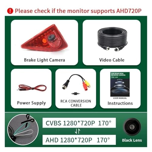 AHD 1080P Gold Lens Brake Light Rear View Reverse Camera - Night vision Wire 1080P