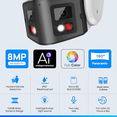8MP Dual Lens 4K PoE IP Security Camera