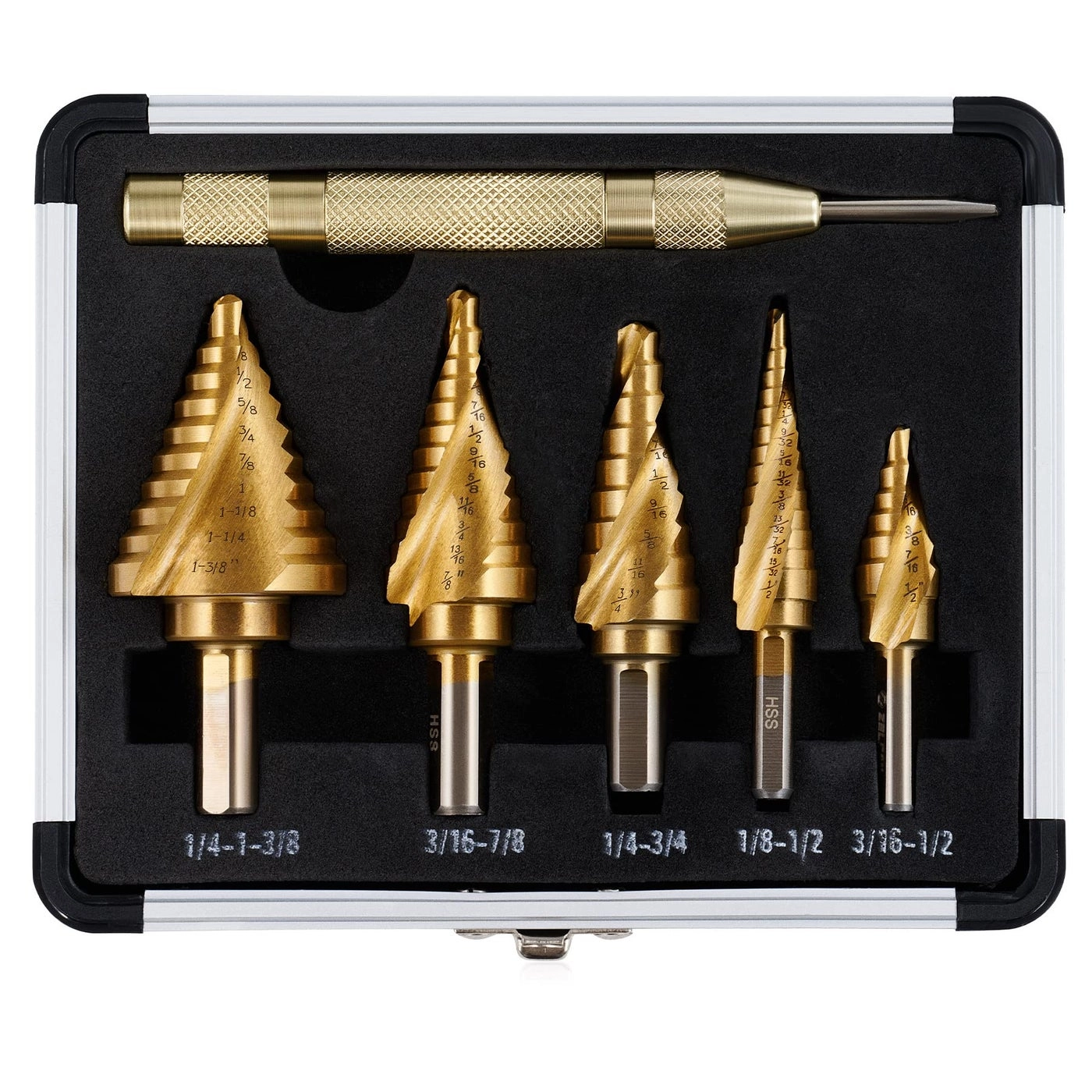 ZELCAN Step Drill Bit - 5PCS Titanium Spiral Grooved