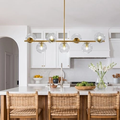 L1043-GC - 7 Light Gold Clear Sputnik