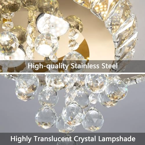 Crystal Ceiling Light - 12" W Remote Dimmable LED