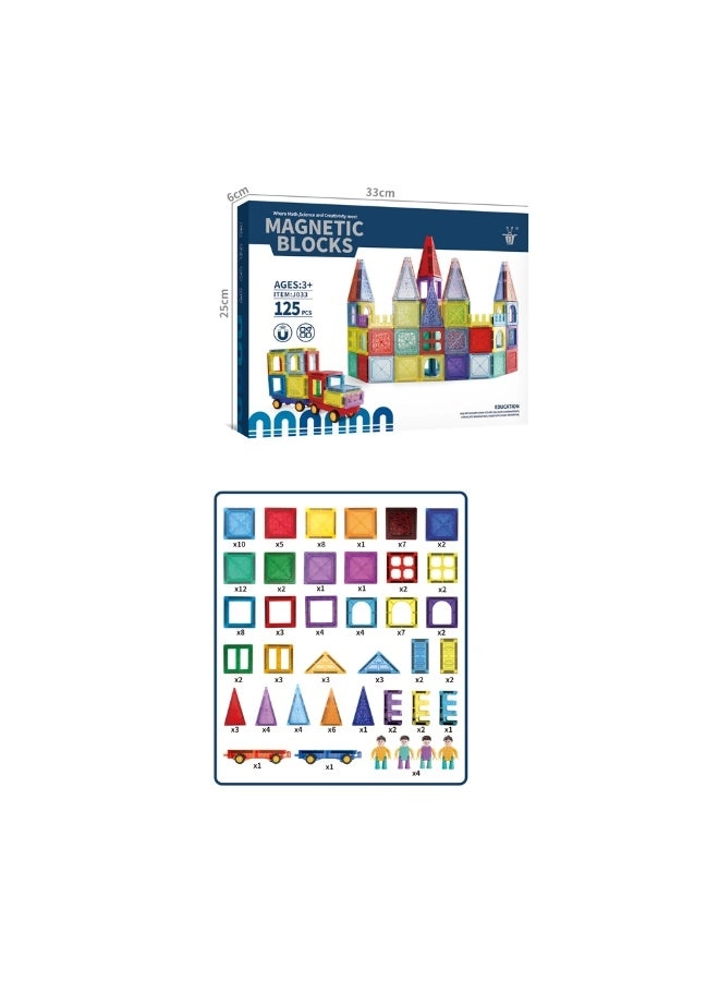 Magnetic Building Blocks Set - 125 pcs