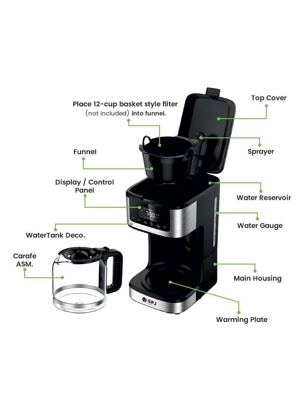 Drip Coffee Maker - Hot & Iced Brew Touch Screen Anti-Drip System