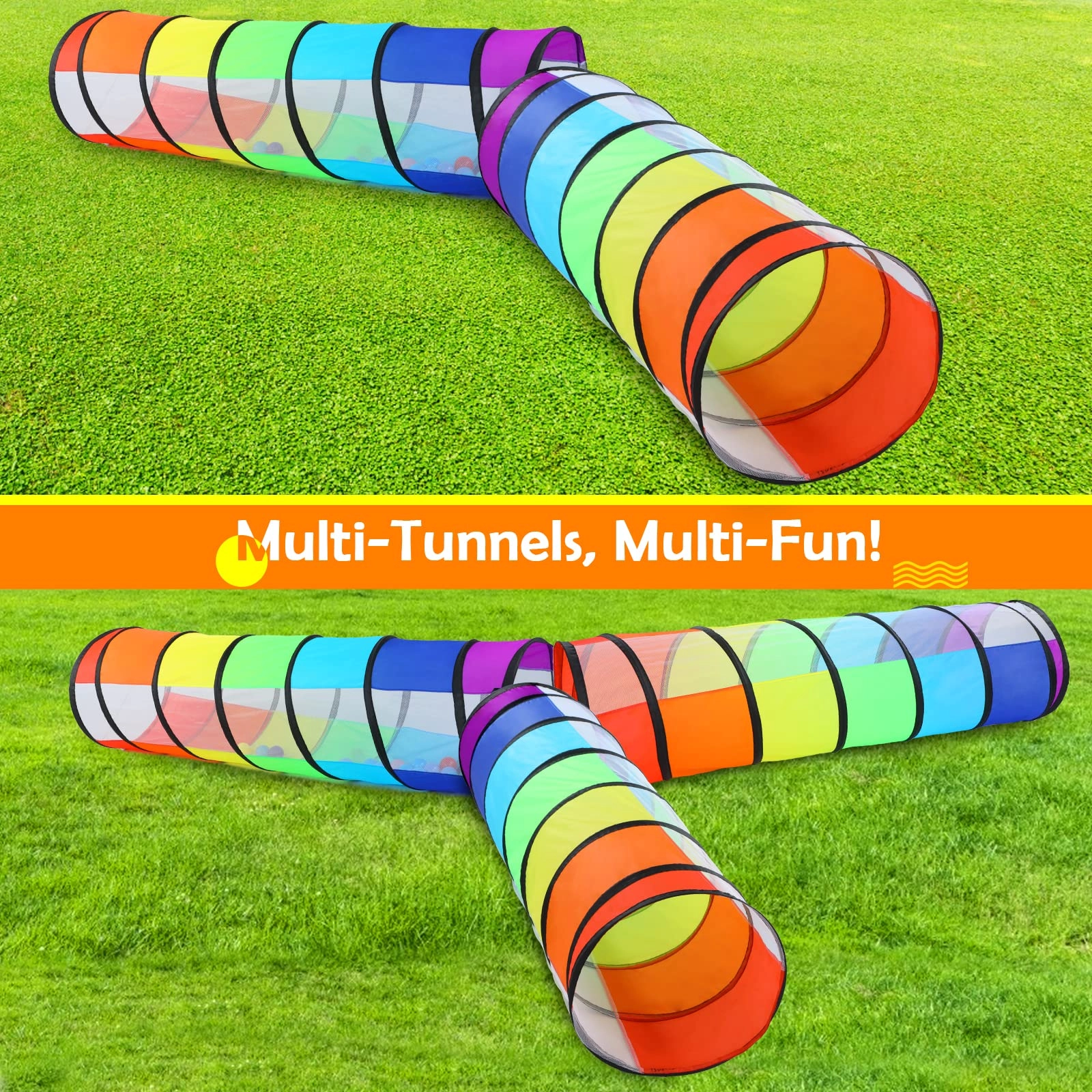 Kids Play Tunnel - Colorful Pop Up Rainbow
