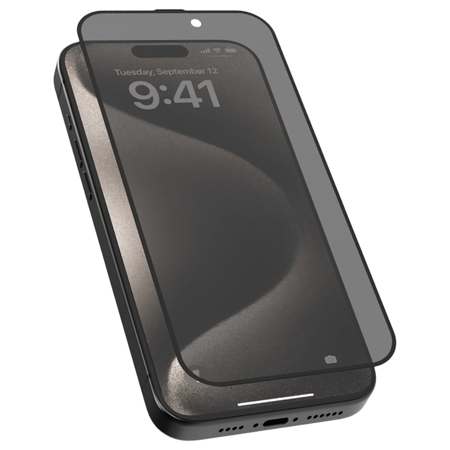 Privacy Silicone Aluminum Glass Screen Protector for iPhone 16 Pro Max