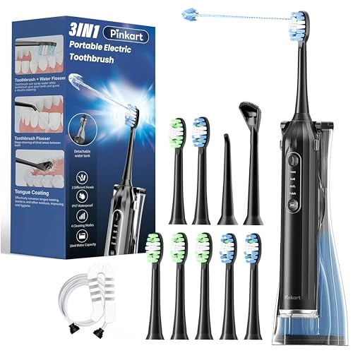 3 in 1 Electric Toothbrush with Water Flosser - 8 Brush Heads 180ML