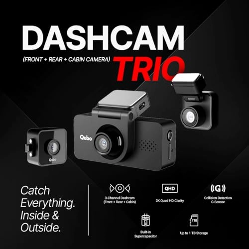 3 Channel Dashcam Pro 2K - 2K QHD