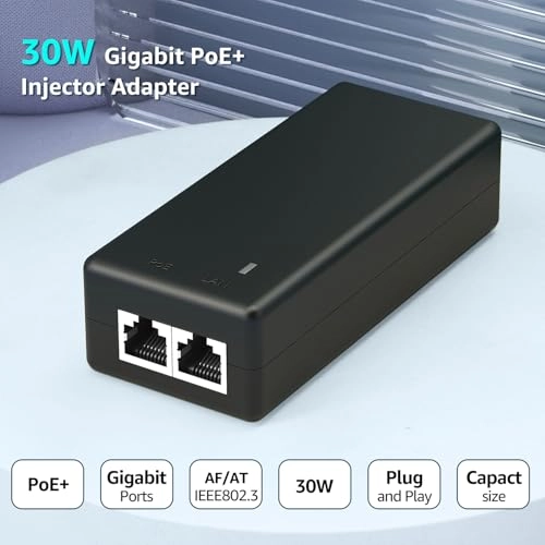 PoE Injector - 48V 30W 2 IEEE 802.3at/af 10/100/1000Mbps