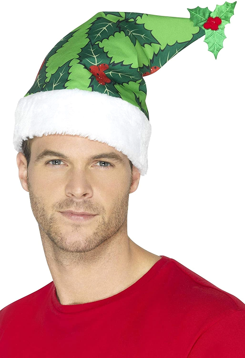 Party Zone Holly Berry Santa Hat - Green Any Ages