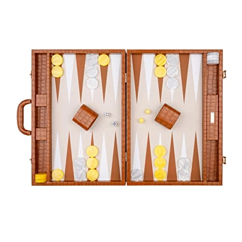 Backgammon Set - 20 inch 44mm Checkers Vegan Leather