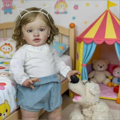 Pippa Reborn Baby Doll - 26 inch Cotton Vinyl Hand-rooted Curly Hair Ages 3+