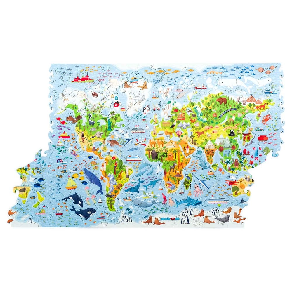 Kids World Map Wooden Puzzle (4107390-Kids_World_Map_100) - 100 pcs