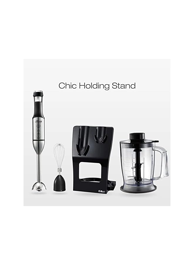 HB800 - 3-in-1 Immersion Hand Blender Single-button Smart Speed Control Includes Chopper Bowl and Whisk