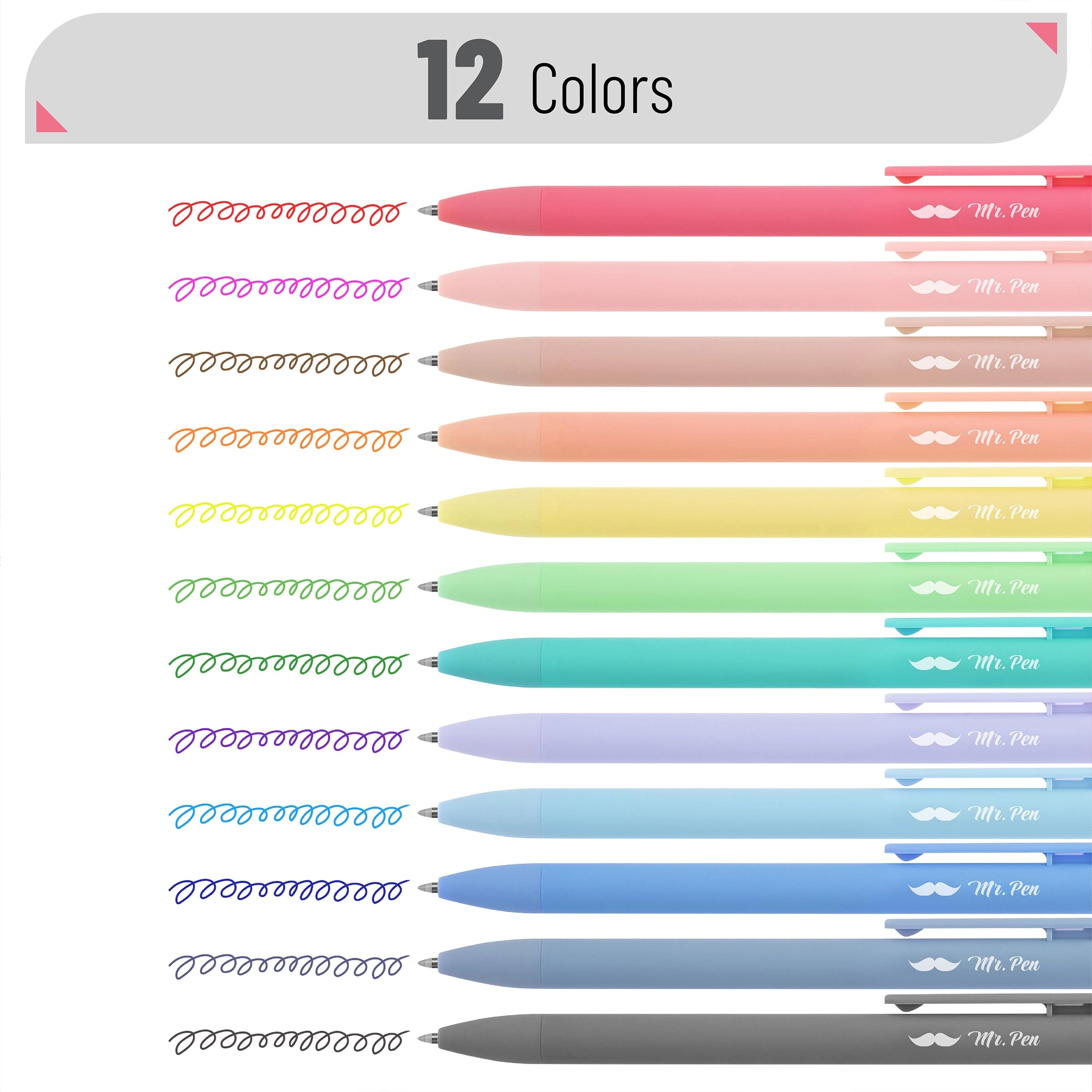 Retractable Gel Pens - 12 Pack 0.7mm