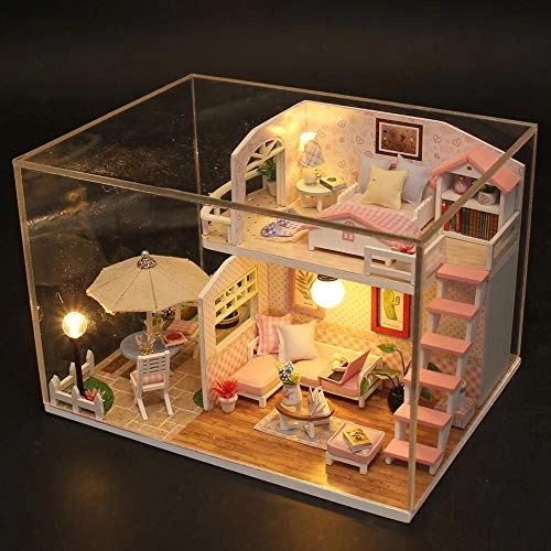 Miniature Wooden Dollhouse - 3D DIY LED lights