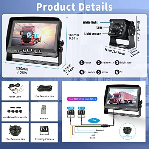 LCD Monitor + Rear View Camera - Night vision 1080P