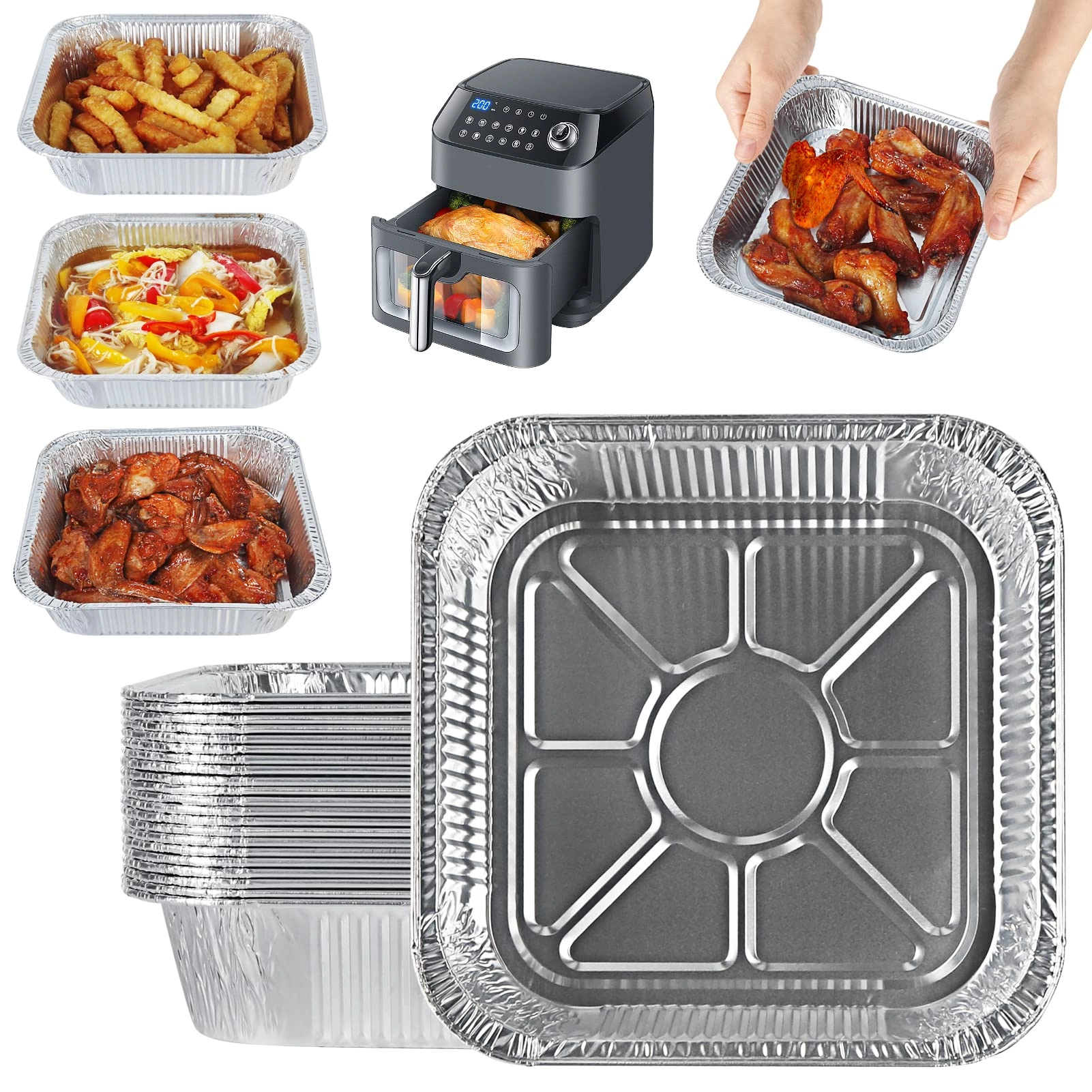 BYKITCHEN Air Fryer Liners - Aluminium Plastic 30 Pack