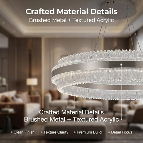 Single Ring LED Chandelier - 3000K-6000K Dimmable