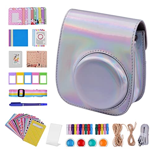 Instant Camera Accessories Kit + Camera Bag + Camera Strap + Photo Album + Photo Clips + Photo Frame + Hanging String + Stickers + Pen + Filt - 12-in-1 leather