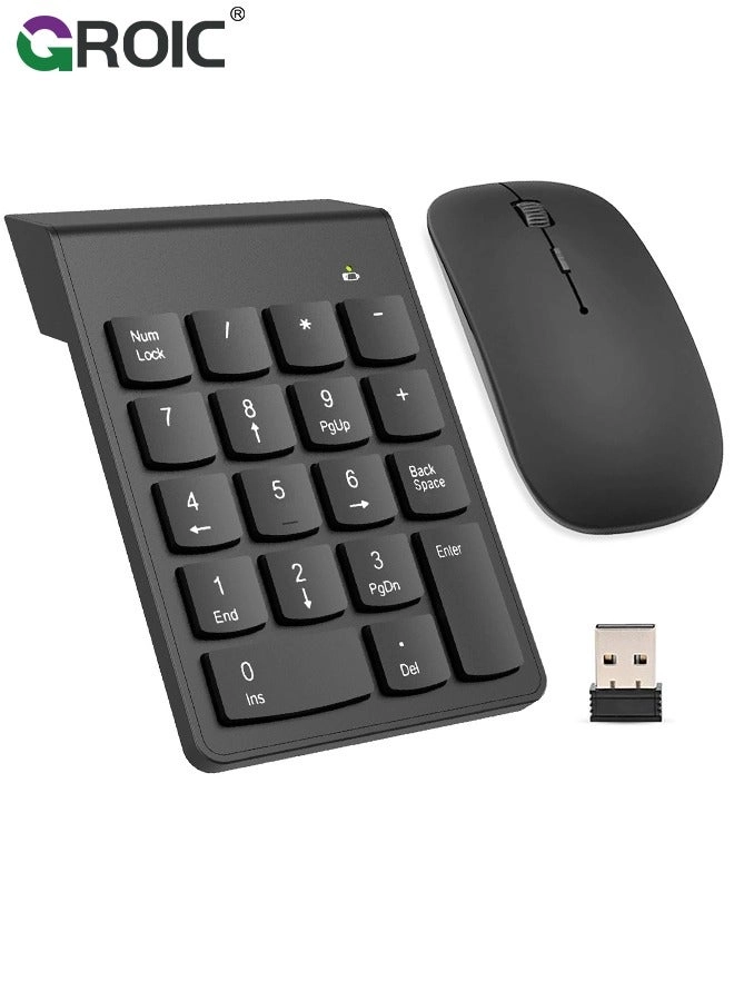 GROIC Wireless Number Pad - 2.4GHz 23 Keys + Mouse Pad + Wireless Mouse - Adjustable DPI