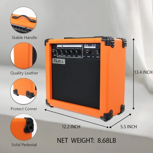 Electric Bass Guitar Amplifier - 20W Portable Orange