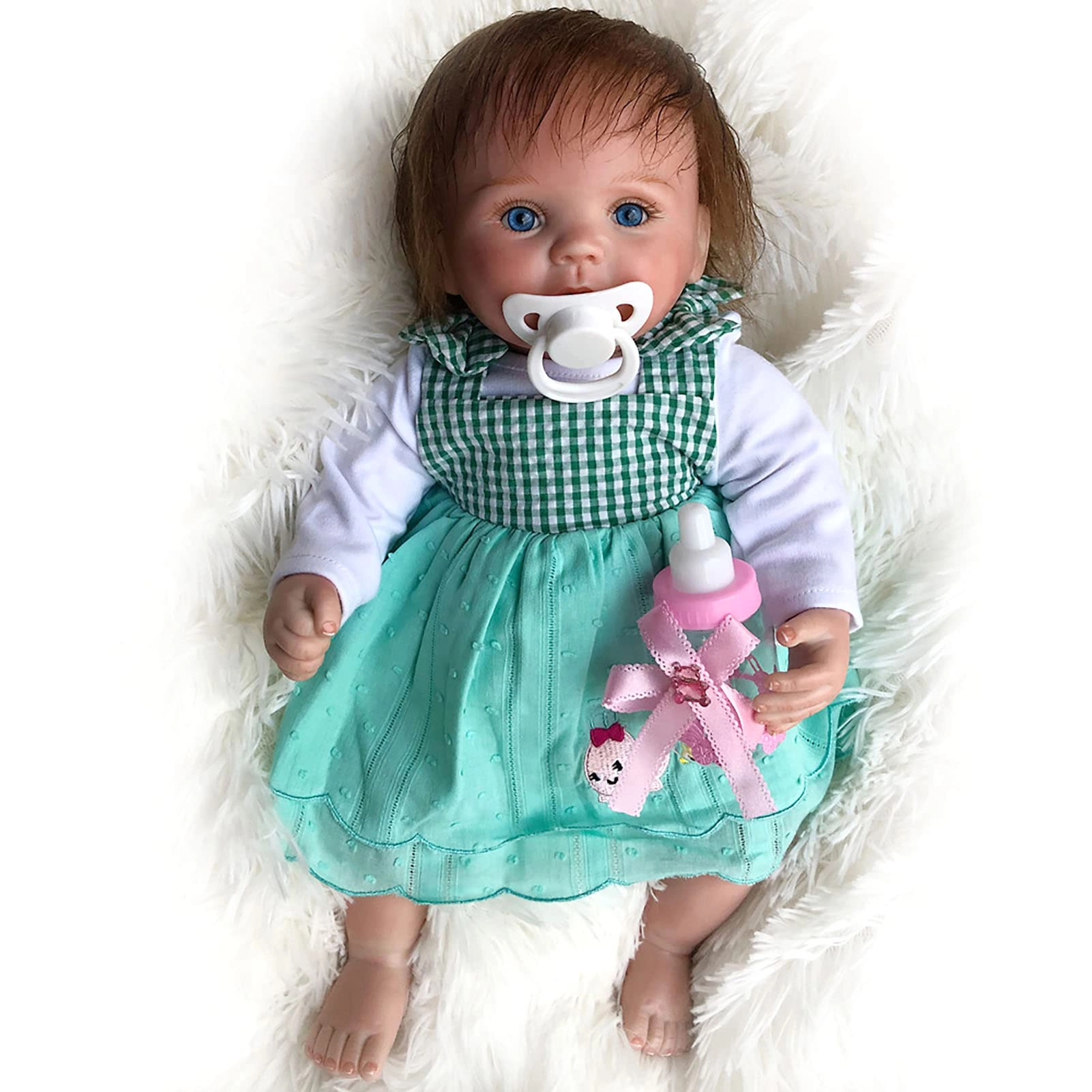 F&FSH Reborn Baby Doll - 15 Inch Vinyl Mohair