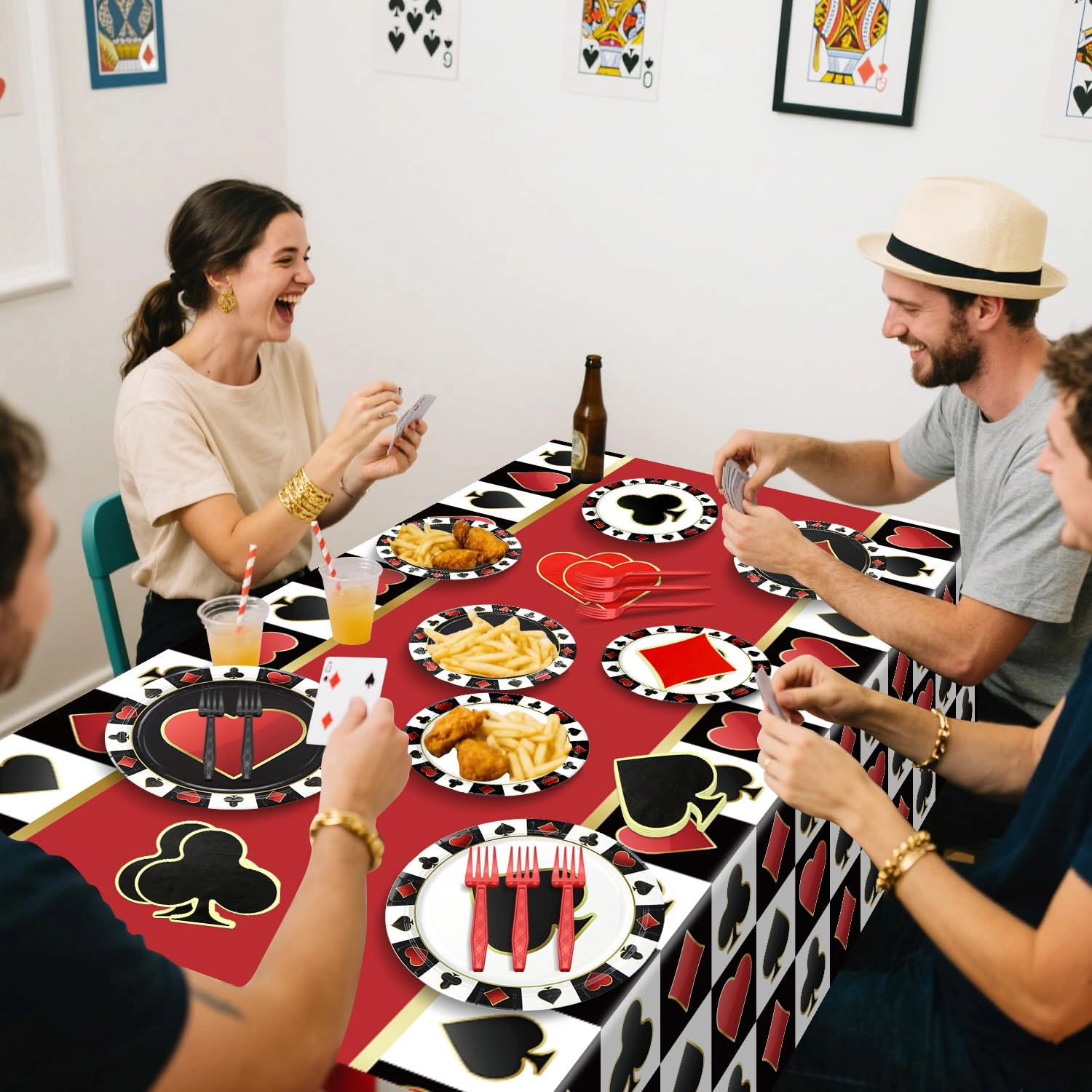 Casino Plates + Poker Tablecloth + Casino Napkins - 61.0 count Birthday