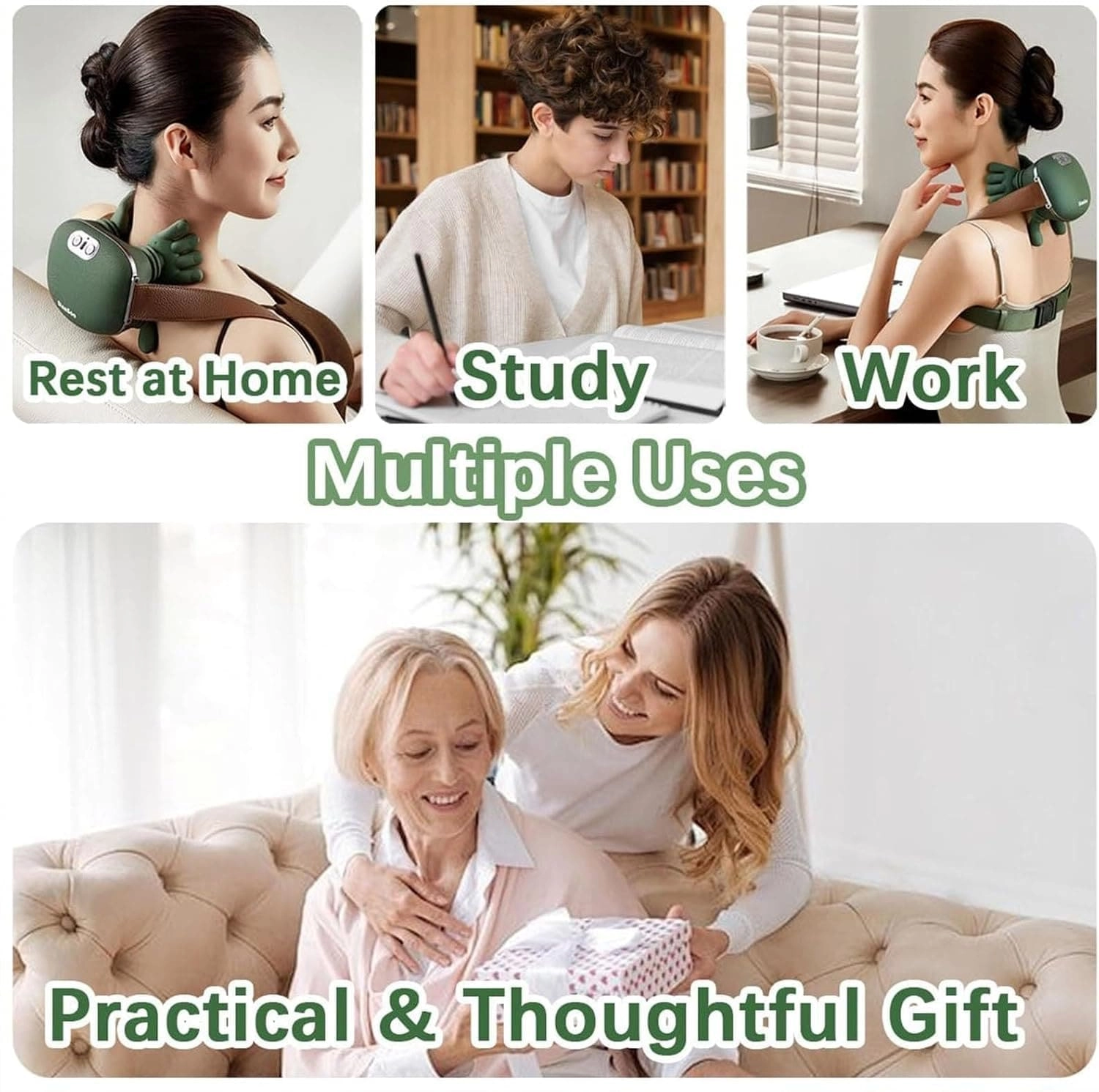 Neck and Shoulder Massager Pillow - 3-Speed 3D Kneading