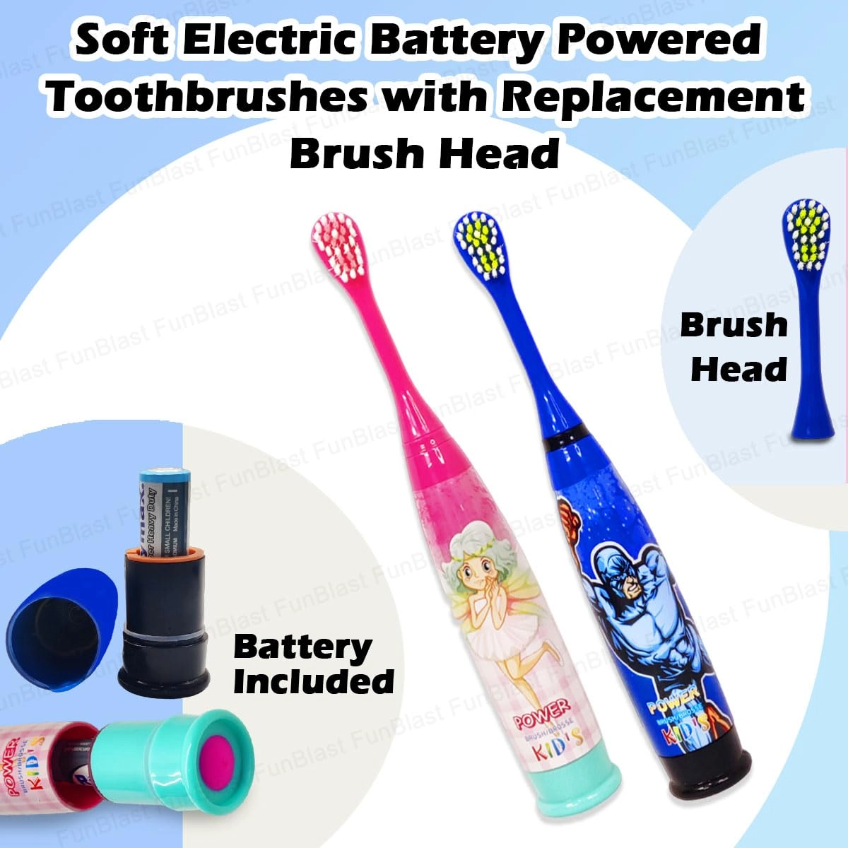 Cartoon Electric Toothbrushes - Vibrating Motion Battery Included Pack