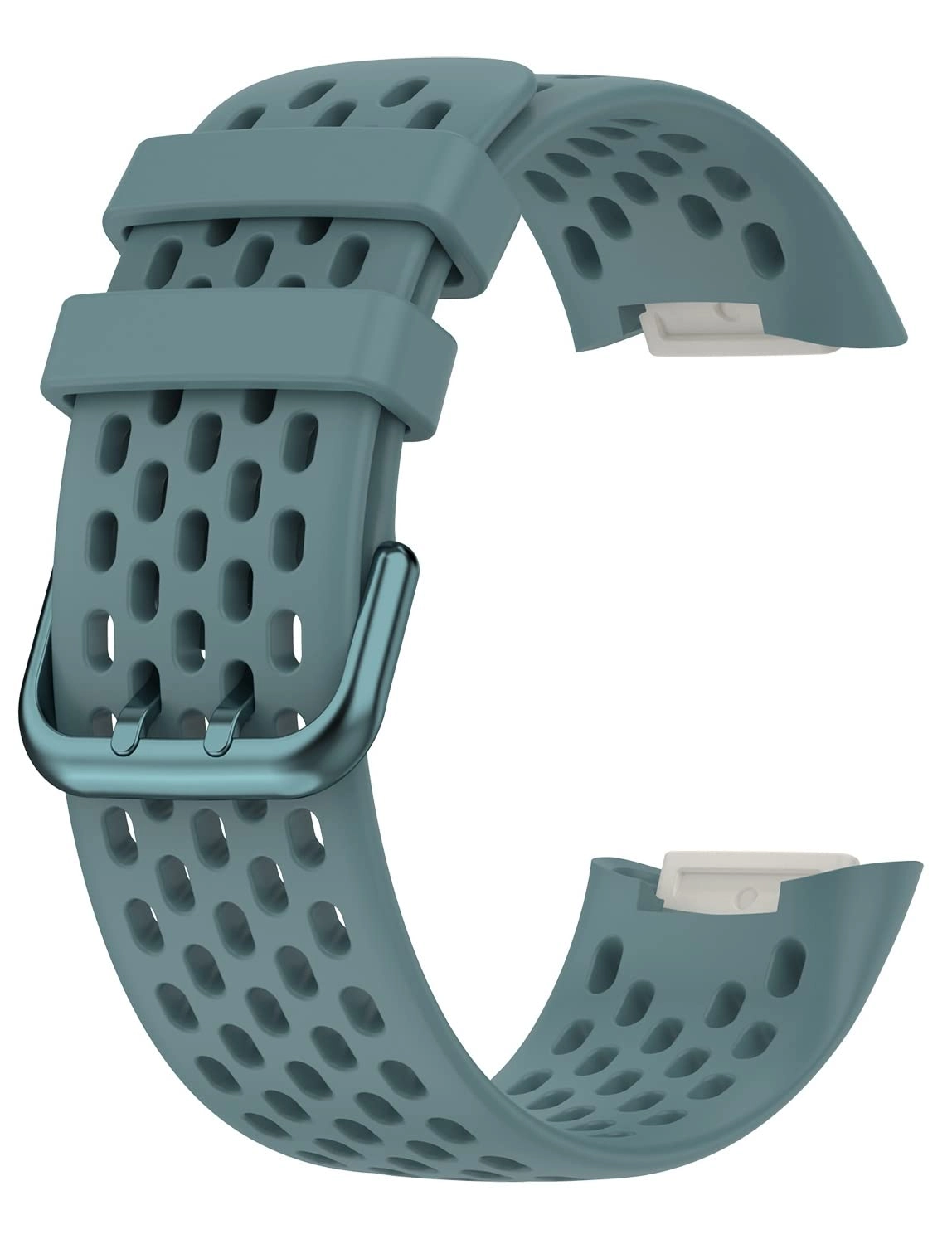 Watch Band for Fitbit Charge 5 - Silicone Stainless Steel Buckle Coral Red