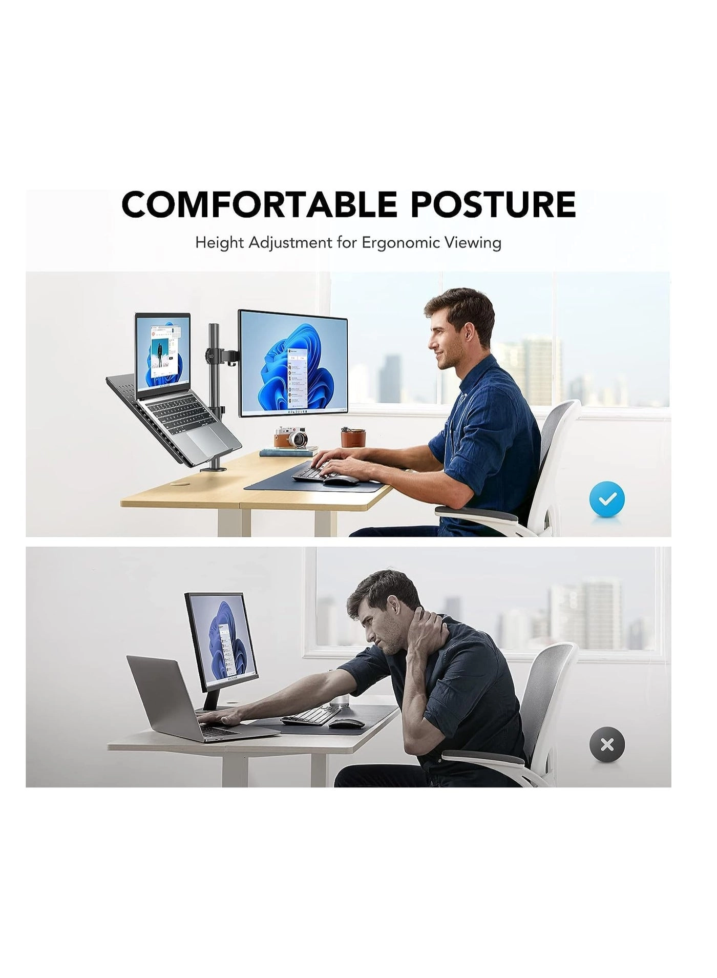 Single Monitor Arm Mount - 38 in 75x75mm 100x100mm