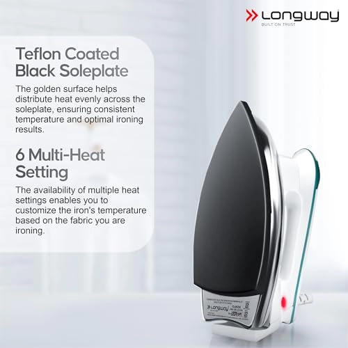 Plancha - 1000W 6 Multi-Heat Setting Non-Stick Golden Soleplate