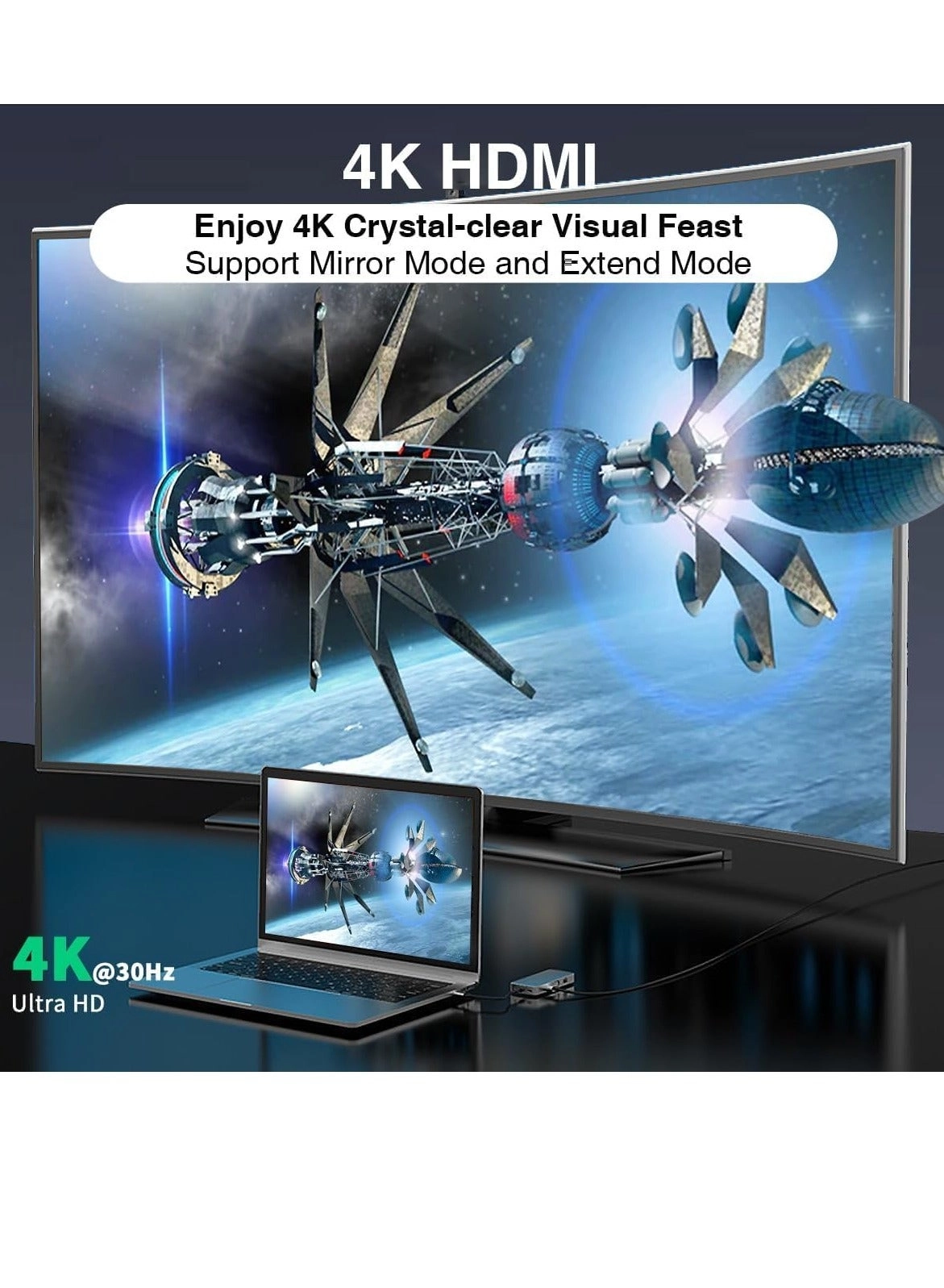 10-in-1 USB C Hub Docking Station - 4K HDMI VGA Ethernet