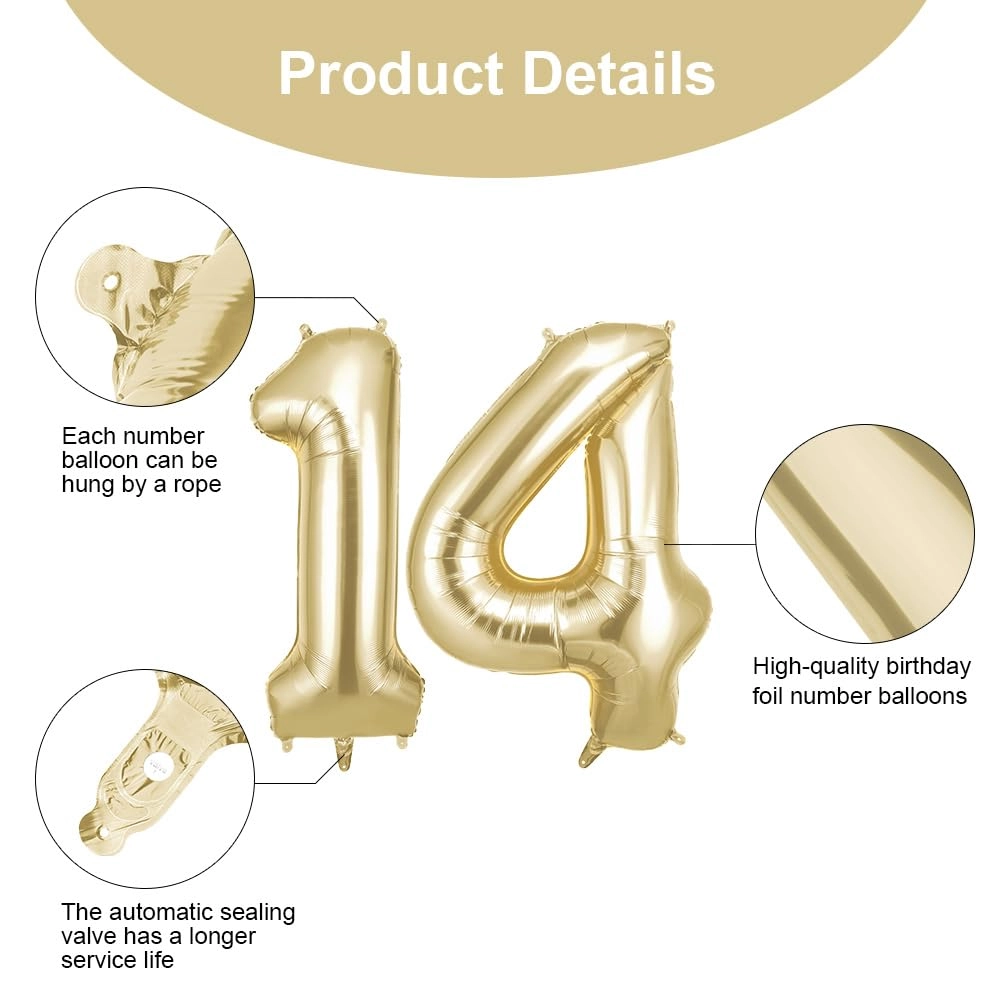 Number 14 Balloon - 2pcs Birthday