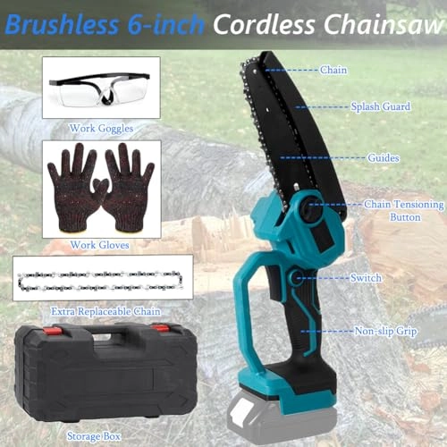 Mini Chainsaw - 6 Inch Cordless Brushless