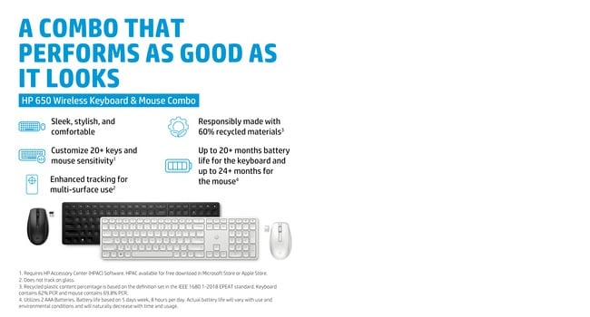 650 Wireless Keyboard And Mouse Combo - AR/EN Wireless