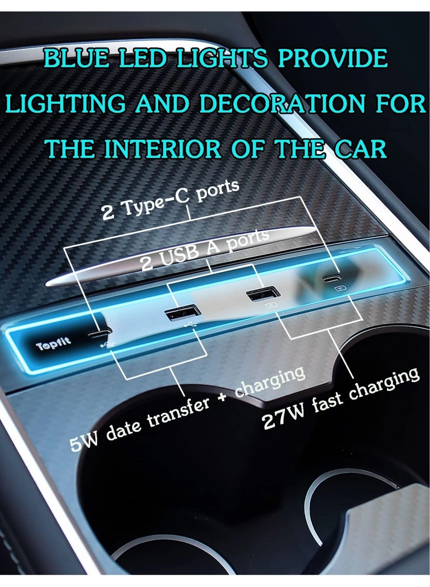 4-in-1 USB LED Hub Docking Station - type-A type-C Model 3/Y