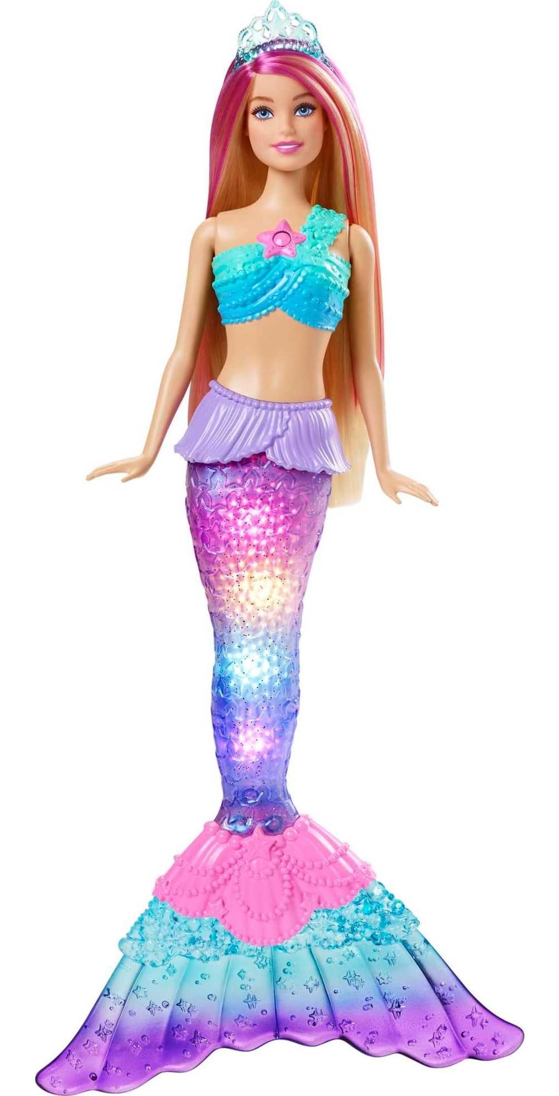 Dreamtopia Twinkle Lights Mermaid Doll - Water-Activated Twinkle Light-Up Tail Purple-Streaked Hair Ages 3+