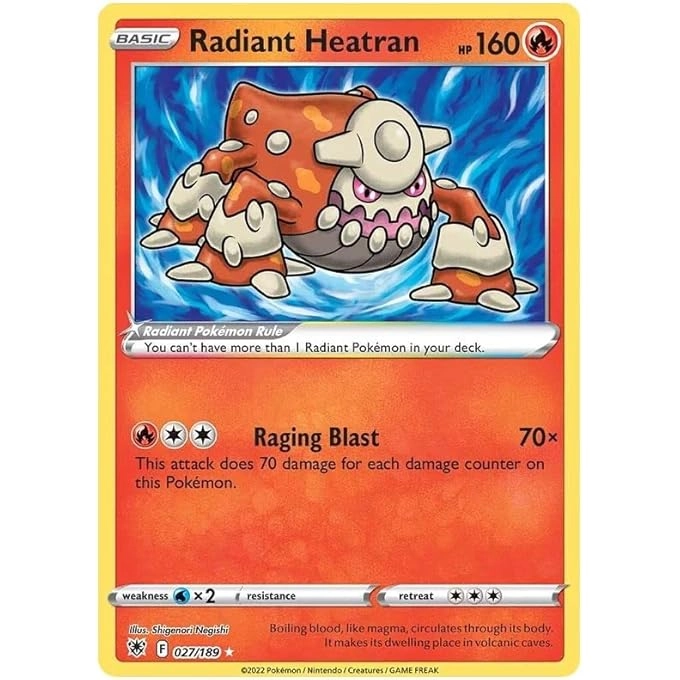 rayihni POKEMON HEATRAN 027/189 - RADIANT SWSH ASTRAL RADIANCE + TITANCARDS TOPLOADER