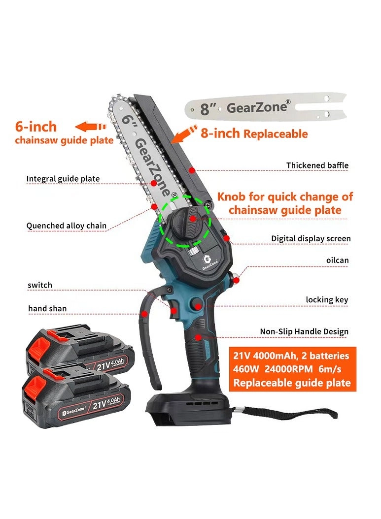 Mini Chainsaw - 2-in-1 6 and 8 Inches Battery