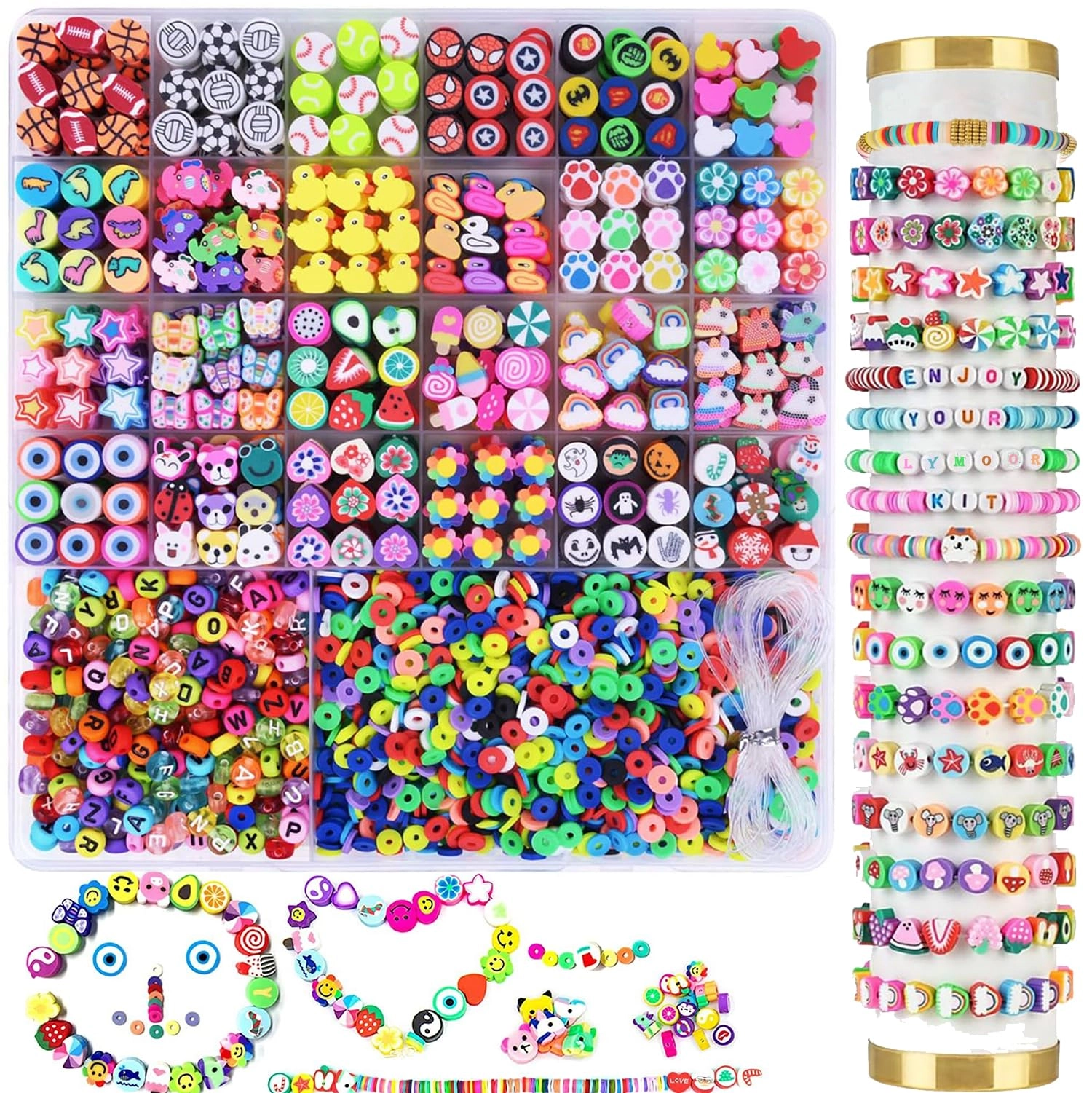 lymoor Clay Beads Bracelet Making Kit - 3000 pcs Contrast Color