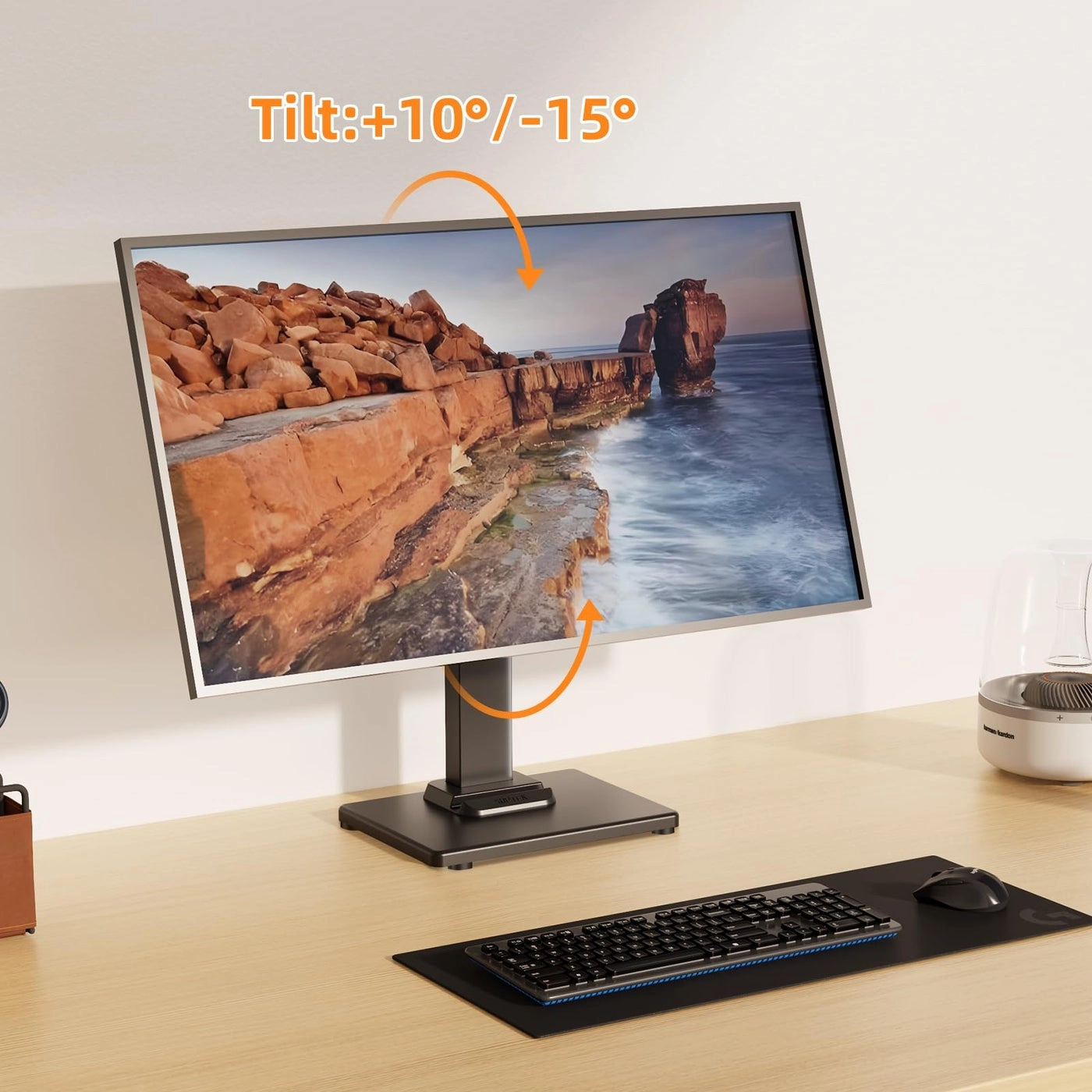 Single LCD Computer Monitor Free-Standing Desk Stand Mount Riser - 13 inch to 43 inch 50,75& 100mm