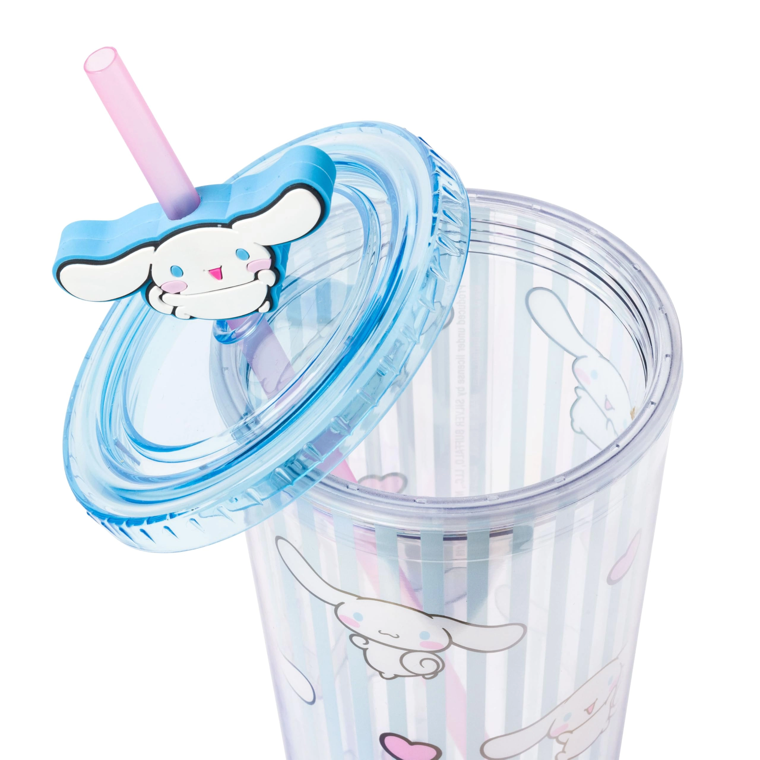 Cinnamoroll Reusable Cup - 1 pcs Striped Lid and Topper Straw