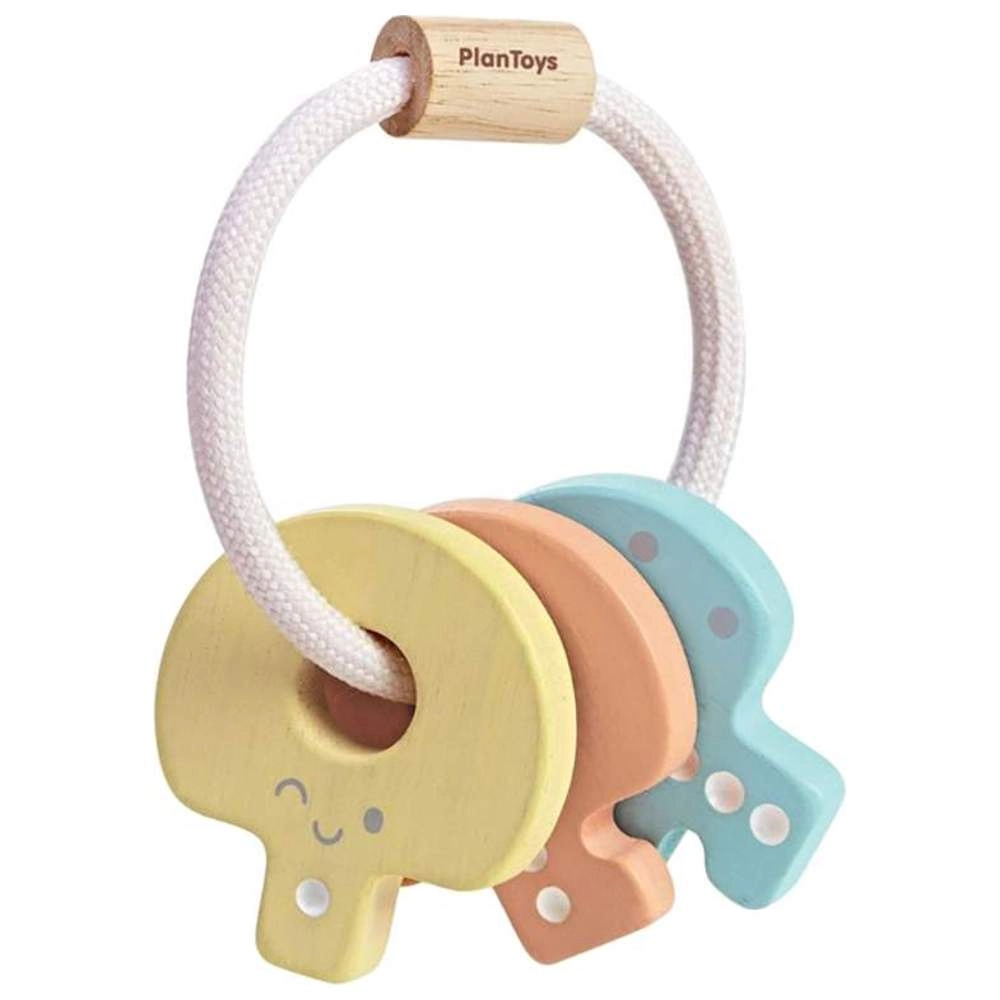 Key Rattle - 3 Months Wooden Pastel Color Collection