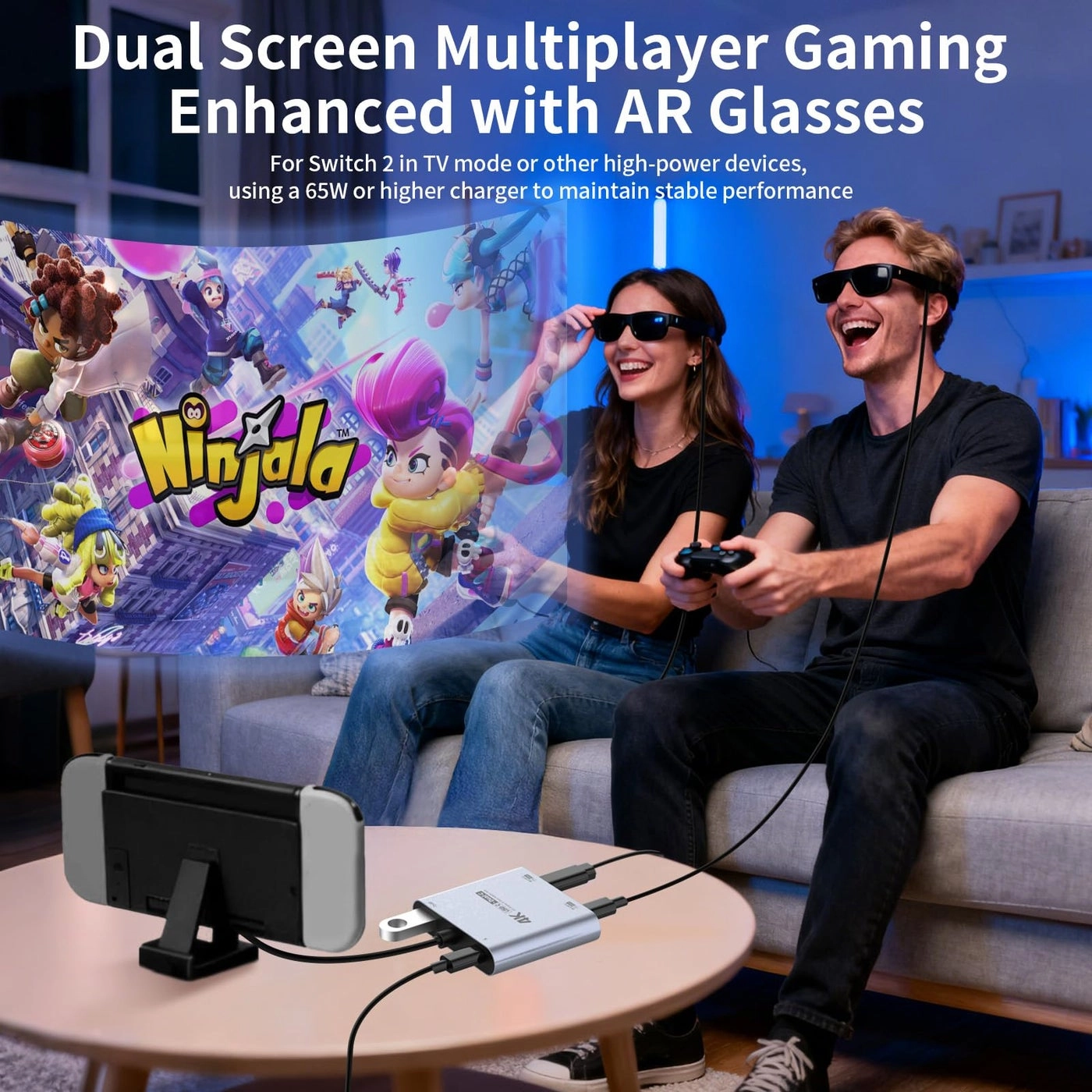 4-in-1 Dual USB-C Display Hub - 4K@60Hz 100W PD USB 3.0 5Gbps